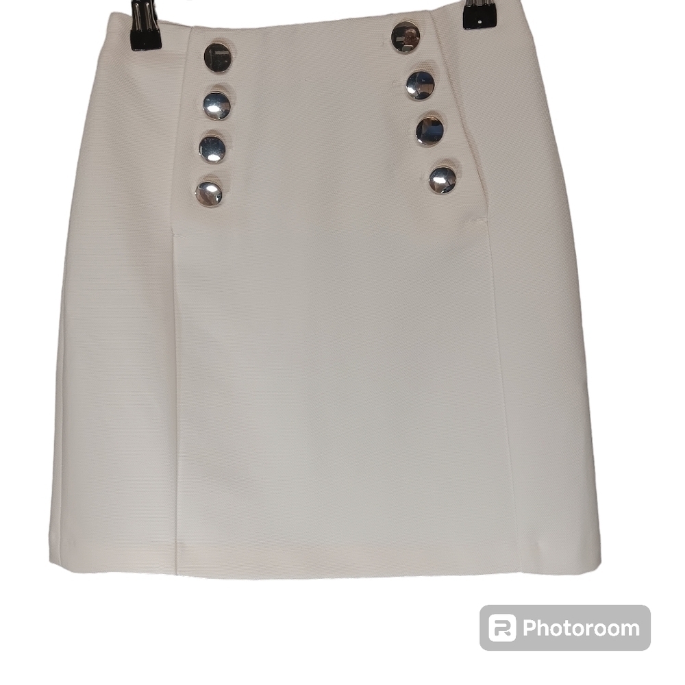 NWT H&M Women's (Size 2) Cream Military Style High Waisted Button Skirt